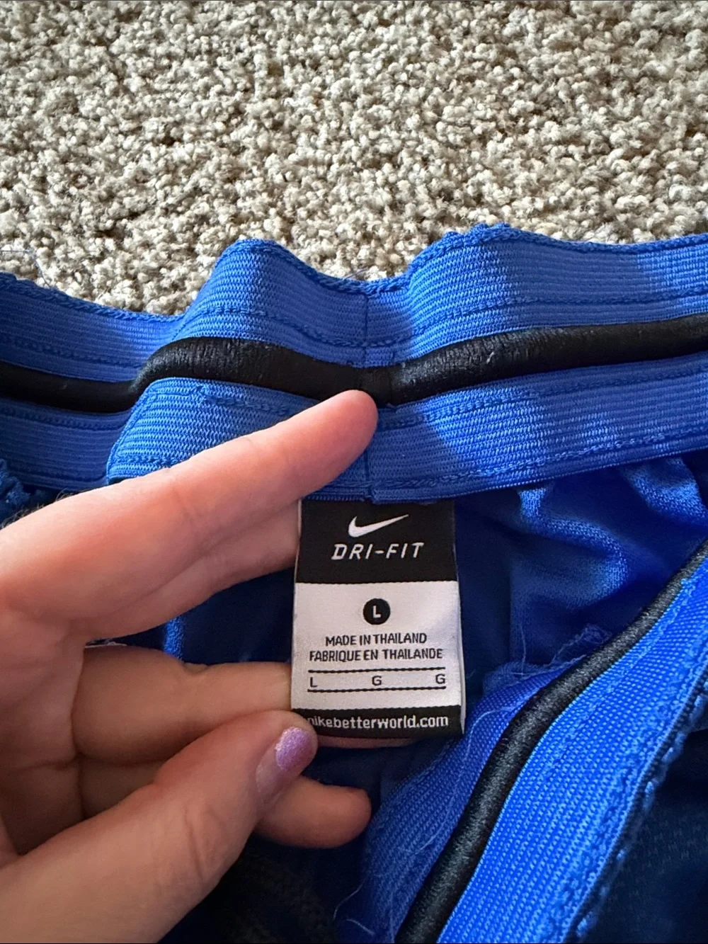 Nike Men’s Royal Blue Athletic Shorts with Black Side Stripes